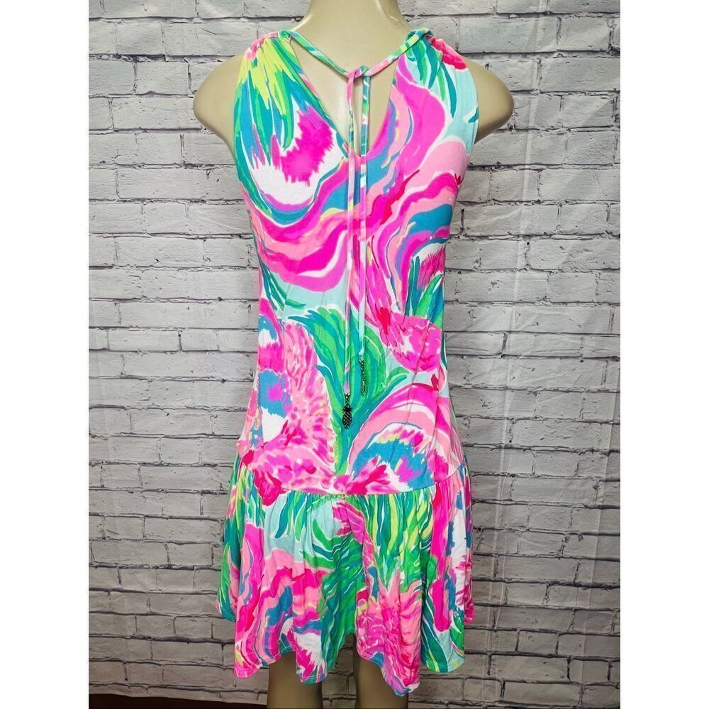 Lilly Pulitzer Womens Pink Green Paradise Bound Stretch Isabeau Midi Dress XS - Picture 2 of 13